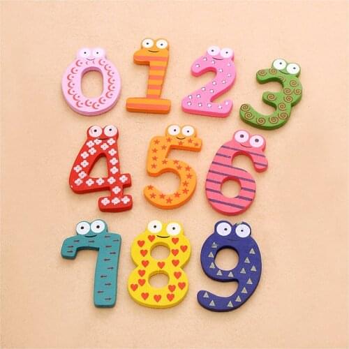 10pcs Colourful Cartoon Digital Fridge Magnet Cute Wooden Magnetis Sticker Education Learn Wall Sticker Novelty Kid Baby Toy