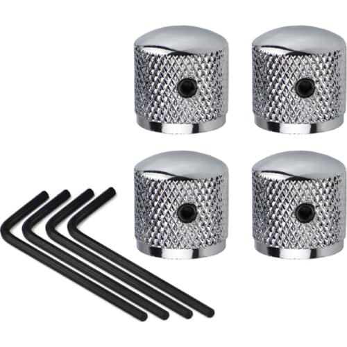 FLEOR 4pcs Chrome Metal Dome Guitar Speed Control Knobs Buttons for Electric Guitar Parts