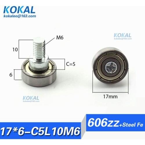 [JS17*6-C5L10M6]Free Shipping 10pcs NTBG series 626zz ball bearing with M6 screw NTBG17-6 screw shaft ball bearing