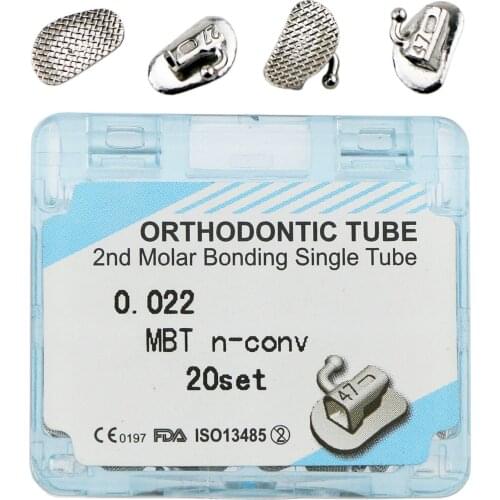 Dental Orthodontic Non-Conv Bondable Buccal Tubes MBT 0.022 2nd Molar 80 pcs/20 Set