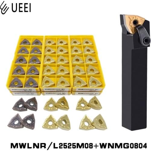 Lathe Turning Tool 1pc MWLNR2525M08 MWLNL2525M08+10pcs WNMG080404 WNMG080408 VP15TF UE6020 US735 turning insert