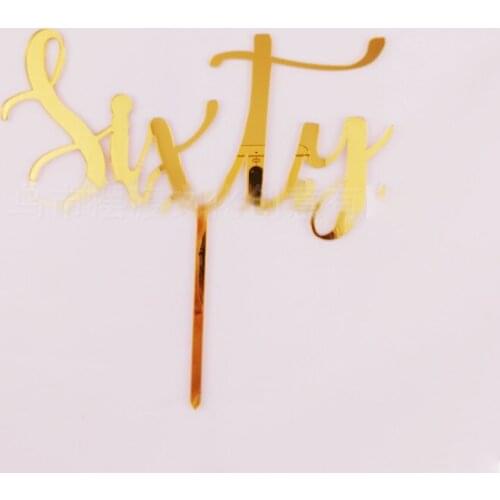 Happy Birthday Cake Topper Acrylic Digital Series 60-year-old Sixty Cake Topper For Birthday Party Dessert Cake Decoration