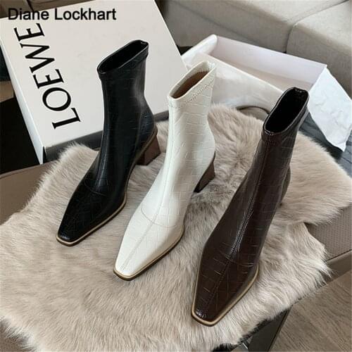 Women Ankle Boots British style Microfiber Stretch Boots Casual Fashion Internal Leather European American All Match Bota Femini