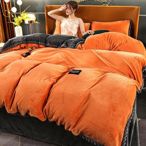 Winter Luxury Home Textiles Warm Flannel Quilt Cover Solid Color Super Soft Cozy Adult Kids Duvet Cover King Size Bedding