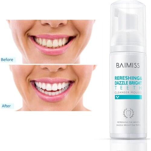 BAIMISS Fresh Shining Tooth-Cleaning Mousse Toothpaste Teeth Whitening Oral Hygiene Removes Plaque Stains Bad Breath Dental Tool