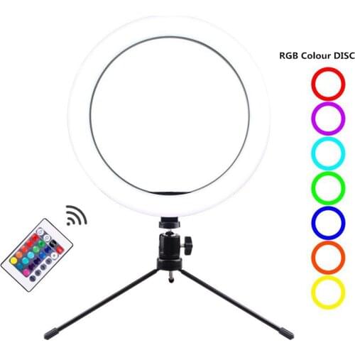 10inch 26cm USB LED RGB Light Ring Photography Flash Lamp With Tripod Stand For Makeup Youtube VK Video Dimmable Lighting