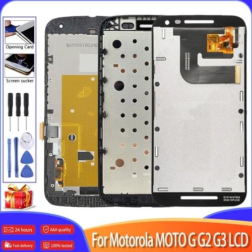 100% Tested For Motorola Moto G G1 G2 G3 LCD Display Touch Screen Digitizer Assembly With Frame Screen Replacement Free Tools