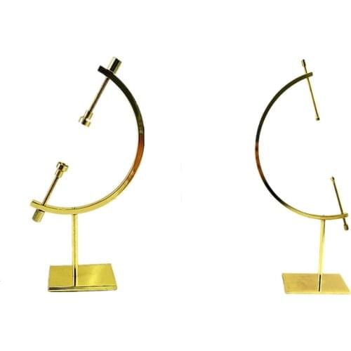 2X Globe Crystal Ball Stand Glass Ball Display Stand Metal Gold Decorative Ornaments Crafts(S&L)