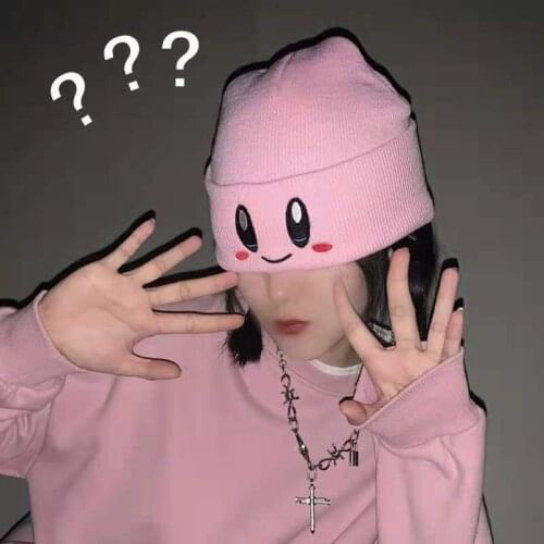 2021 Eye Embroidery Elasticity Cartoons Beanie Winter Keep Warm Girl Fashion New Autumn Crimping Women Knitted Hat Skull Cap