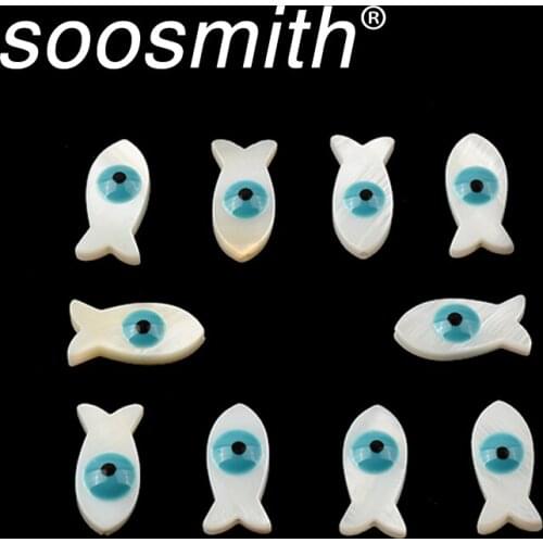 8x17mm White Fish-Shaped Devils Eye Shell Beads Making Decorations, Bracelets, For Jewelry Making DIY Accesaking DIY Accessori