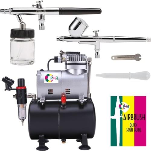 OPHIR Single-Action Airbrush & Dual-Action Airbrush Kit with Air Tank Compressor for Hobby Painting Wall Paint _AC090+004A+072
