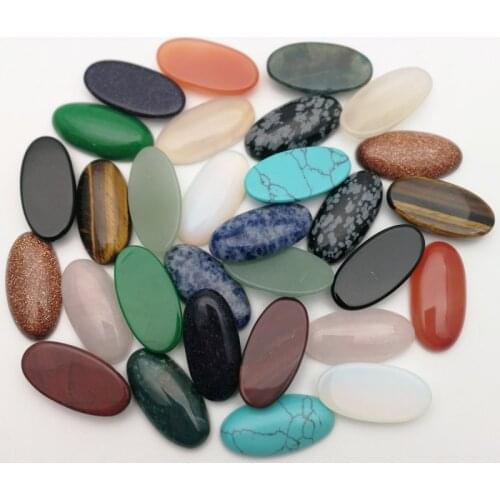 Free shipping 30pcs Nature Stone beads charms 15x30mm CAB Cabochon mixed Assorted for jewelry necklace making free shipping