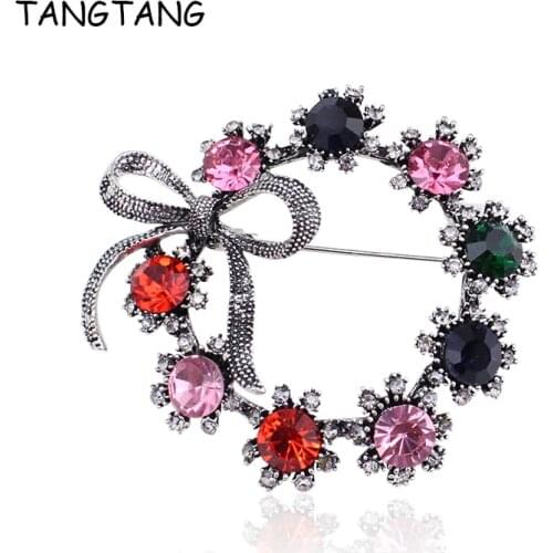 TANGTANG Wreath Brooch For Wedding Antique Knot Brooch Pin Women Bridal Bow Brooches And Pins Accessories Jewelry Lovely Gift