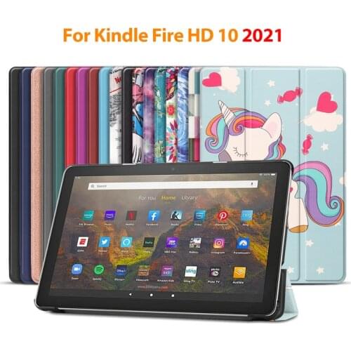 Tablet Case for 2021 Kindle Fire 10 Cover Funda Tablet Cover for Fire HD 10 Case + Film + Stylus