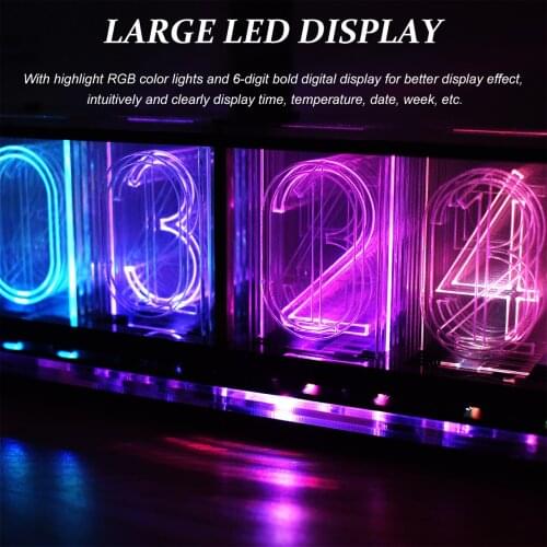 Digital LED Alarm Clock Kit 6-Digit Large Bold Font Display Electronic Clock Bulk Music Spectrum Display Clock Module DIY Clock