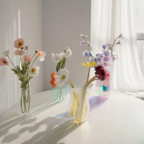 Cutelife INS Nordic Small Plastic Transparent Flower Vase Decoration Home Office Plant Vase Livingroom Hydroponic Wedding Vase