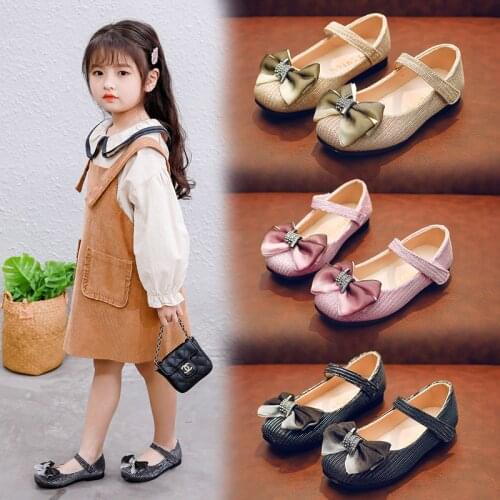 Black Pink Kids leather shoes Rhineston Princess Shoes Girls Wedding Party Shoes Kids Performance dance shoes chaussure fille