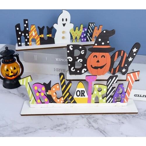 Halloween Wooden Ornament Cute Ghost Pumpkin Trick or Treat Wood Decor Halloween Party Home Table DIY Decoration Kids Favor Gift