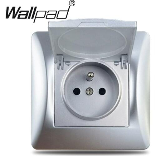 Silver Cap French Wall Socket 220V Wallpad Silver Plastic Panel 16A Poland Belgium French Electrical Power Socket Dust Cap