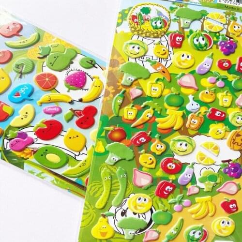Fruit stickers creative scene kindergarten reward color bubble stickers 3D puzzle stereo small paste