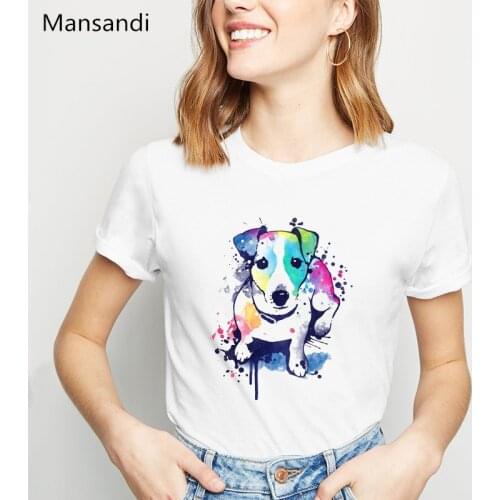 Watercolor Jack russell terrier animal printed t shirt women clothes 2019 harajuku shirt Dog Lovers funny tshirt femme t-shirt