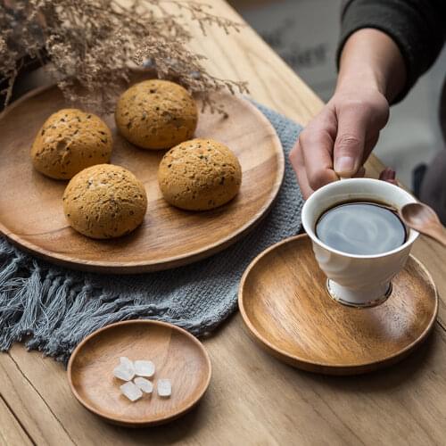 Walnut wooden Japanese tableware wooden fruit plate wooden plate solid wood disc dessert wooden plate