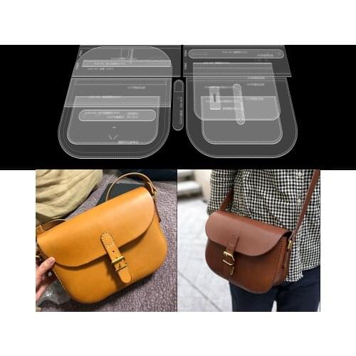 Handmade leather goods DIY Acrylic version drawing one shoulder messenger bag saddle bag paper pattern out of the box template