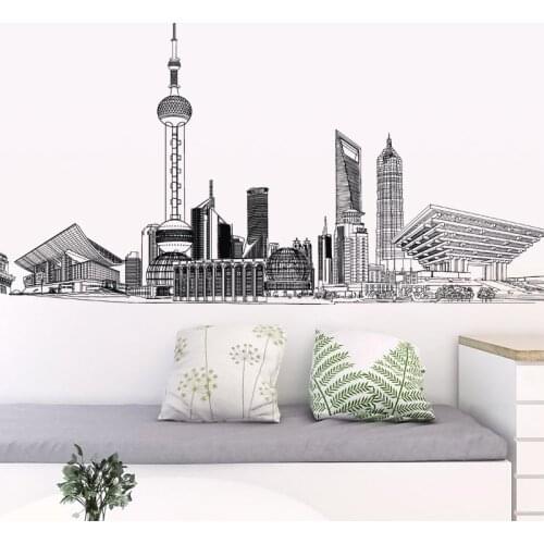 Creative City Architecture Wall Stickers Living Room Bedroom Room Corridor Wall Decals Room Decoration Teenager Aesthetic