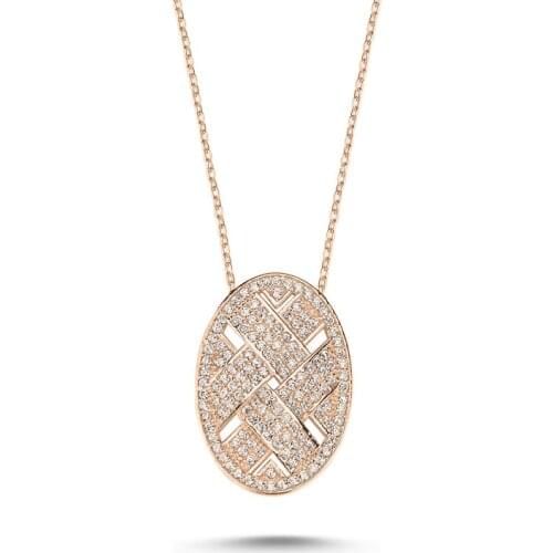 KUTAYDAN Oval Mesh Zircon Stone Ghost Pendant 925 Sterling Silver