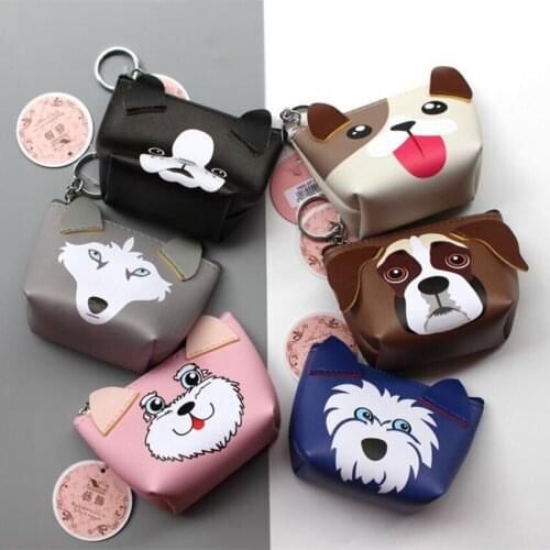 M185 Cute Design Women Purses Cartoon Pattern 3D Dog Carry Small Change Coin Bag Key Ring Mini Cute Cloth Bag
