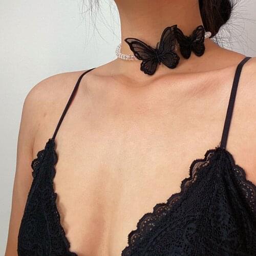 Vogallery Fashion Butterfly Chokers Necklaces For Women 2020 Trend Sexy Short Necklace Black White Purple Choker Accessories