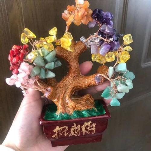 Natural mixed material crystal lucky tree quartz for home decoration