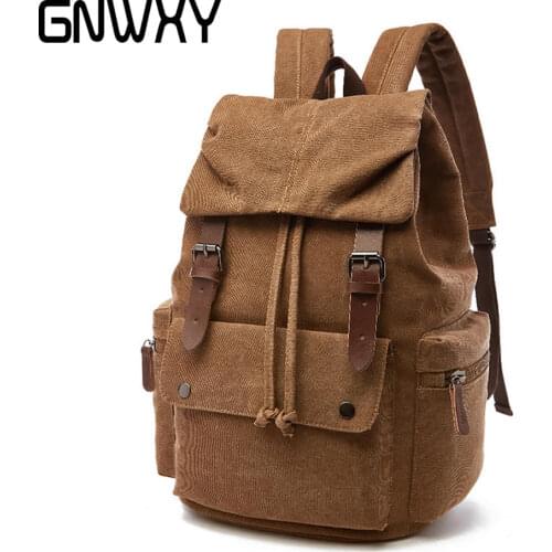 GNWXY New Fashion Vintage Canvas Backpacks Teens Large Capacity School Bag Casual Hiking Travel Camping Backpack Dripshipping
