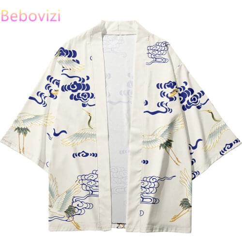 Plus Size XXS-6XL 5XL Crane Loose Japanese Streetwear Cardigan Women Men Harajuku Haori Kimono Cosplay Top Shirts Yukata Clothes