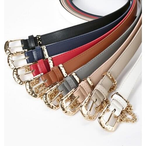 8 Color Fashion Trend Women Belt Design Pin Buckle Inlaid Chain Belts Ladies Fashion Jeans Decorative Waist Belt Waistband