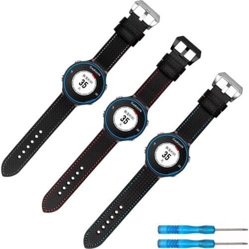 High Quality 22*15mm Black For Garmin Forerunner 220/235/620/630/735XT Smart Watch Carbon fiber Watchband For Garmin Bracelet