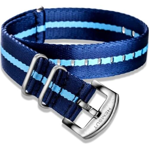 Nato Watch Band Nylon Blue One piece Replace Seatbelt Watch Straps For Men or Women Watch 18mm 20mm 22mm 24mm