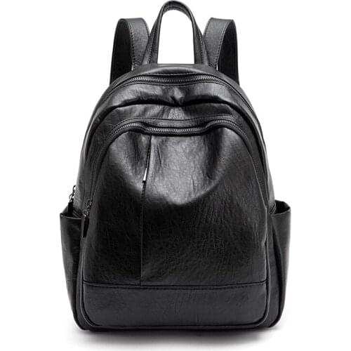 Luxury Leather Backpacks Multifunction Travel Bags for Women Designer Ladies Vintage Bagpack SchoolBags For Girls Solid C1667