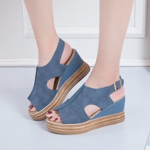 Summer Sandals Gladiator 2021 New Platform Wedge High Heels Casual Comfortable Open Toes Womens Shoes Black Pink Blue Brown