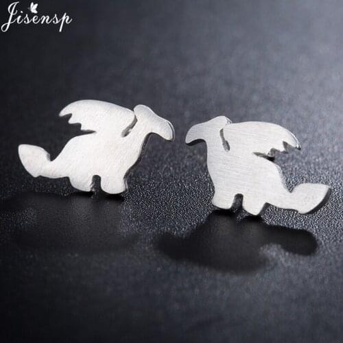 Jisensp Cute Dinosaur Animal Stud Earrings for Kids Fashion Mini Earrings Cartoon Minimalist Jewelry Female Earing Gift
