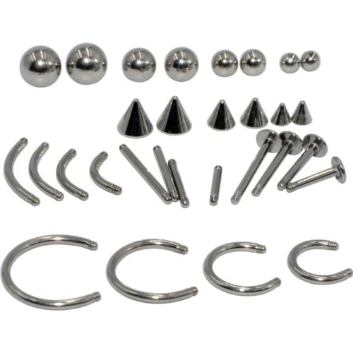 CHUANCI Stainless Cone Ball Lip Straight Bar Horseshoe Banana Barbell Basic Replacements Accessorise Body Piercing Jewelry16g