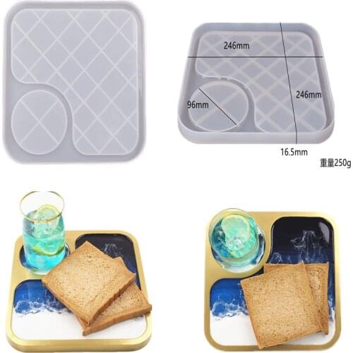 DIY Silicone Crystal Resin Mold Breakfast Coffee Tray Plate Mold Tea Cup Mold Mirror Silicone Mold For Resin