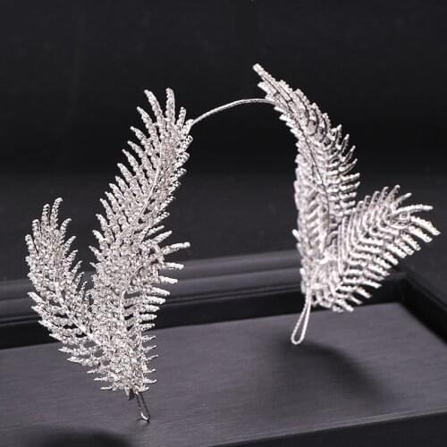 Bridal headband crown European and American metal leaf headband Diamond-encrusted hair band Wedding dress accessories