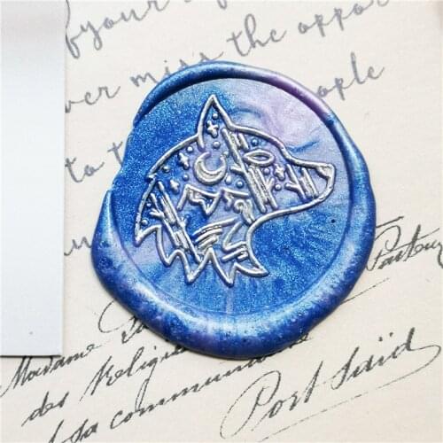 Night wolf wax stamp moon wolf seal stamp animal Wood Stamp Sealing Wax Seal Stamp Wedding Decorative sealing Stamp wax seals