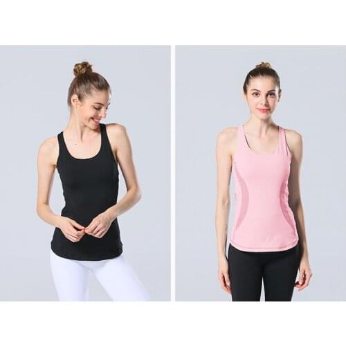 Yingyan yoga suit U-collar clothes and chest pad womens personalized exercise fitness suit professional black yoga vest