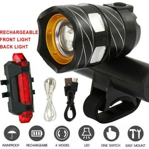 USB Rechargeable Bike Light LED MTB Bicycle Rear&Front Set Bicycle Lights Bike Headlight Cycling Safety Warning Taillig Light