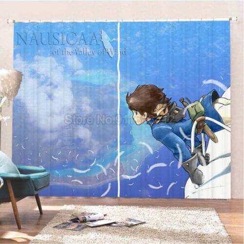 Blackout Curtain Anime Warriors Of The Wind Japan 3D Print Cartoon Manga Window Drapes 2 Panels for Bedroom Living Room Decor