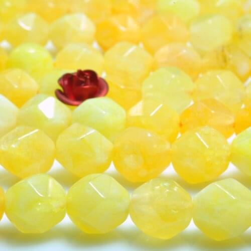 Yellow Jade Star Cut Faceted Nugget Loose Beads Wholesale Gemstone Semi Precious Stone Bracelet Necklace Diy Jewelry Making
