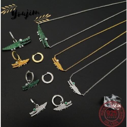 New style zircon luxury fashion crocodile series asymmetric earrings adjustable necklace bracelet women Monaco gift 925 silver