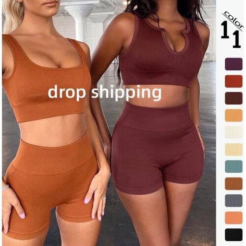 2021 gym suit women, seamless knitted slim leggings, outdoor running T-shirt shorts T-shirt bra, yoga training suit